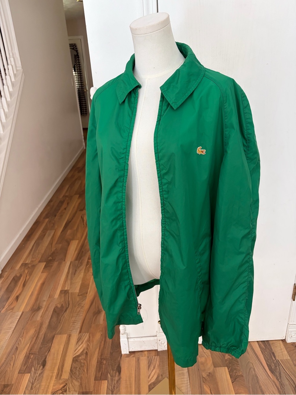 Vintage Lacoste Deep Emerald Green Zip-Front Windbreaker Jacket, XL